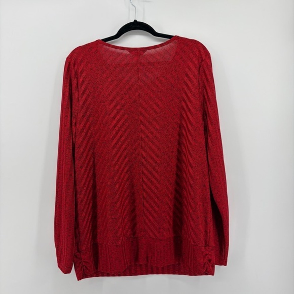 APT 9‎ Red Chevron Print Long Sleeve V Neck Top Women's Plus Size XXL - Picture 2 of 6